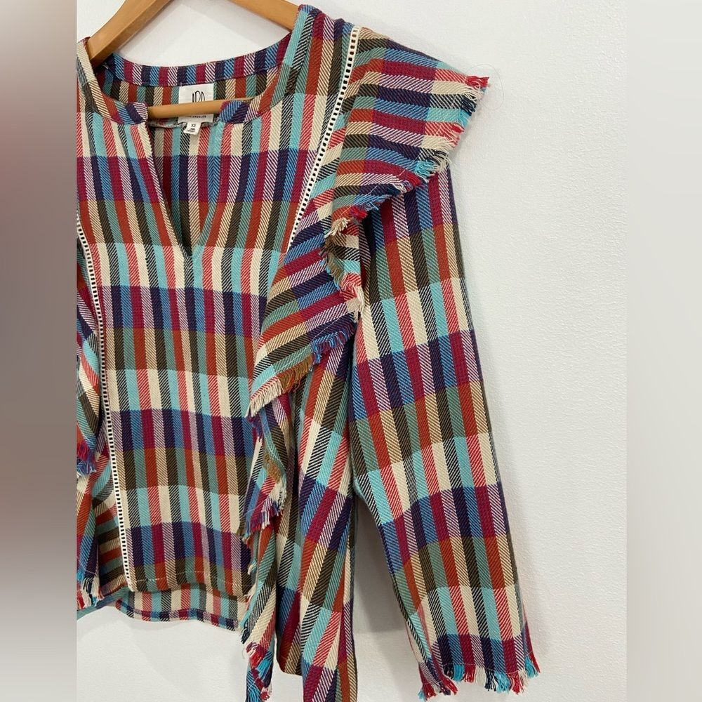 Anthropologie dRA Los Angeles Kelsey Plaid and Fringe Top. Size XS. - Picture 5 of 12